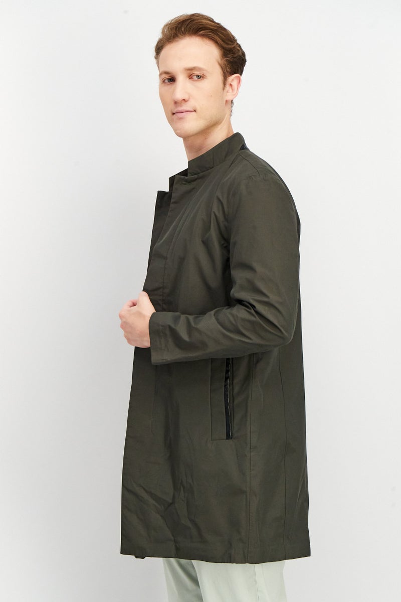 SELECTED Men Solid Long Sleeve Parka Jacket, Dark Olive - Image 4